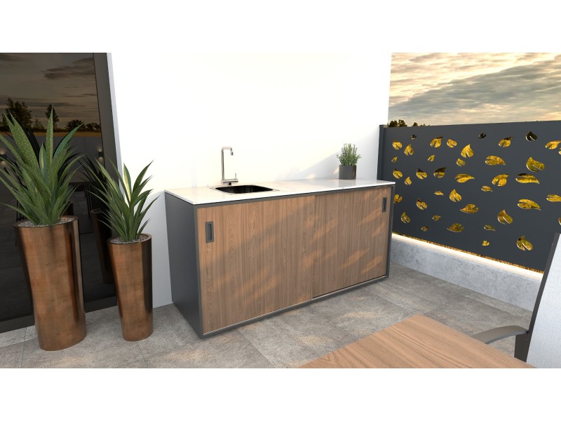  Element with sink, wood decor - American walnut