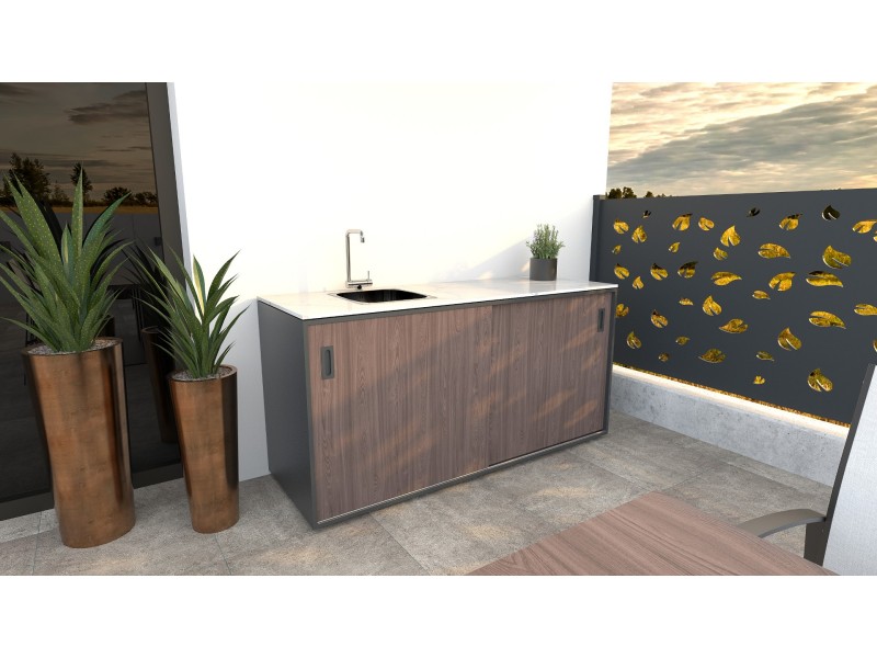  Element with sink, wood decor - American walnut