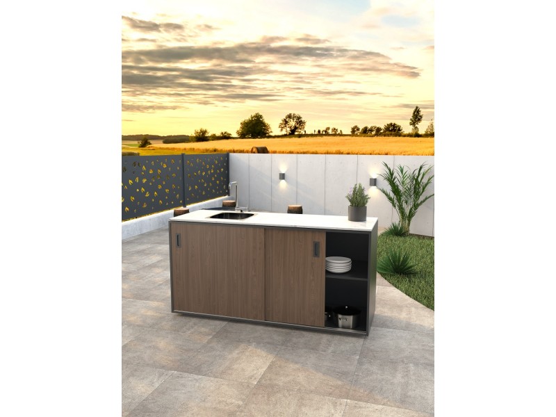  Element with sink, wood decor - American walnut