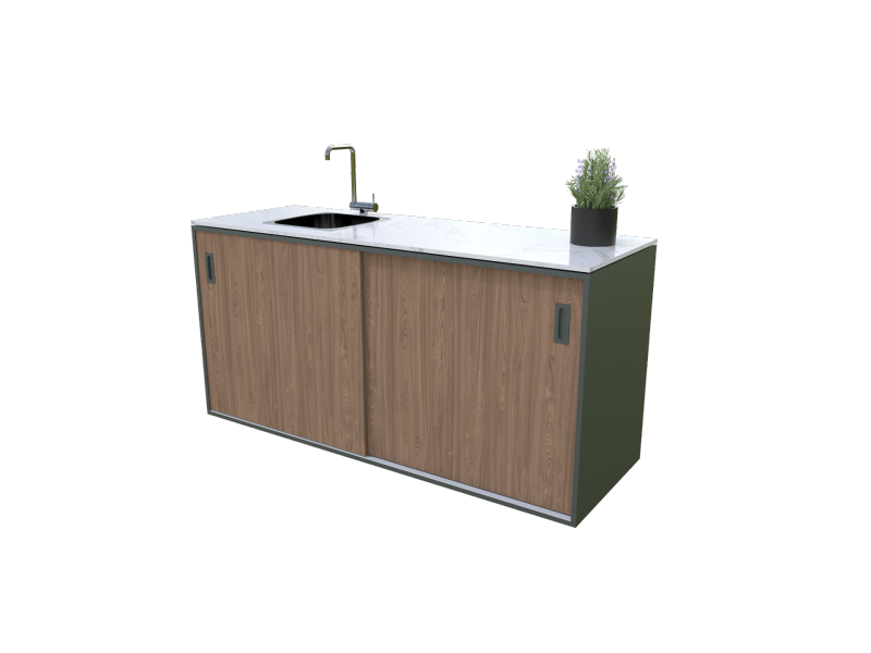  Element with sink, wood decor - American walnut
