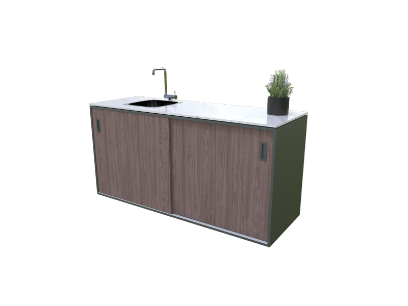  Element with sink, wood decor - American walnut