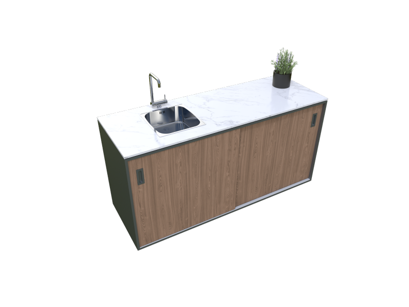  Element with sink, wood decor - American walnut