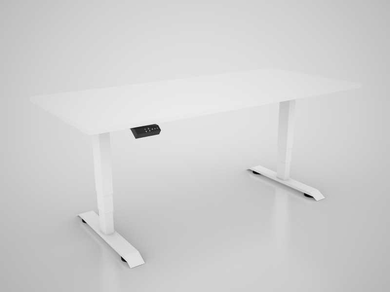 Hight-adjustable table with table top in decor white - 1800 x 800 mm, white base