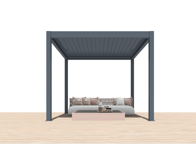 Bioklimatska pergola 2,86 x 2,86 m; temno siva