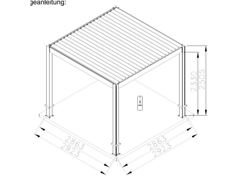 Bioklimatska pergola 2,86 x 2,86 m; temno siva