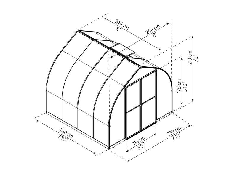 Palram RASTLINJAK - Model BELLA 8X8 - Dimenzija: 247x 247 cm