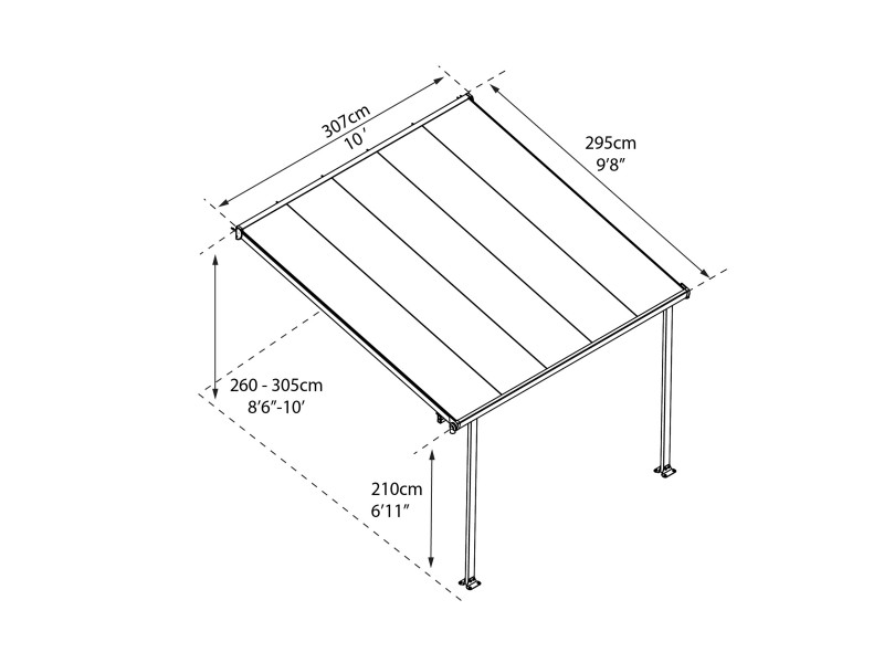 NADSTREŠEK ZA TERASO FERIA PATIO COVER, 3x3,05, siva/transparent