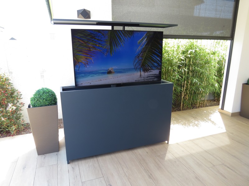 TV lift cabinet - powder-coated aluminum in anthracite - RAL 7016