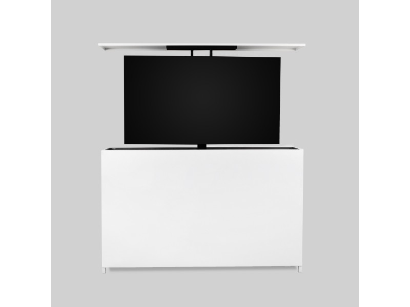 TV lift cabinet - powder-coated aluminum in white - RAL 9003