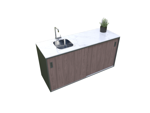  Element with sink, wood decor - American walnut