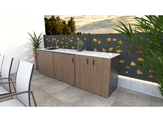  Element with sink, wood decor - American walnut