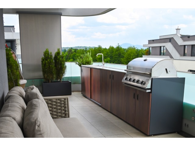  Element with sink, wood decor - American walnut