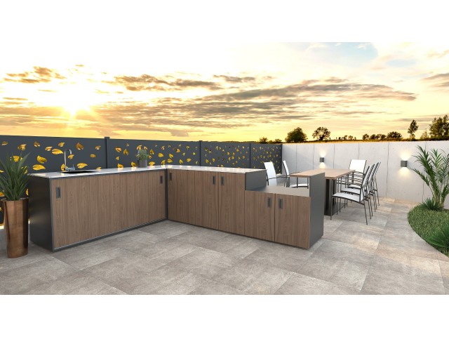  Element with sink, wood decor - American walnut