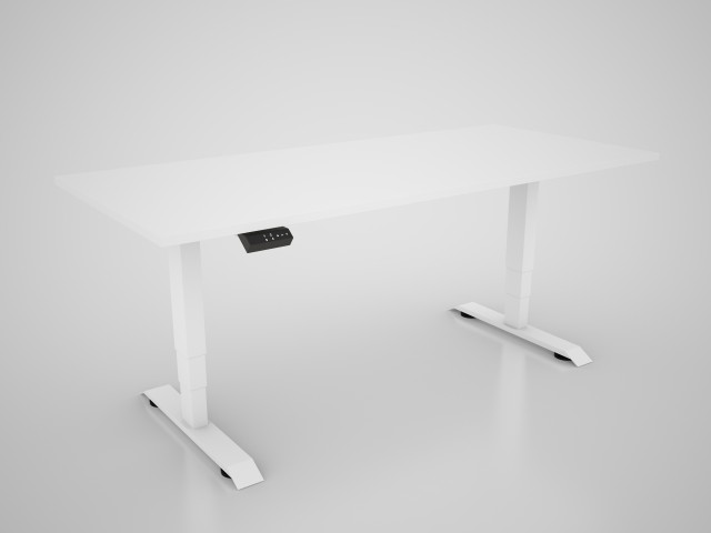 Hight-adjustable table with table top in Egger Premium decor white - 1800 x 800 mm, white base
