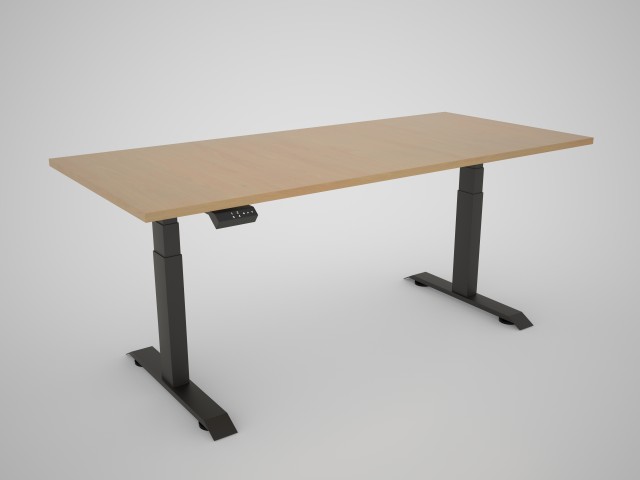 Hight-adjustable table with table top in decor beech - 1800 x 800 mm, black base