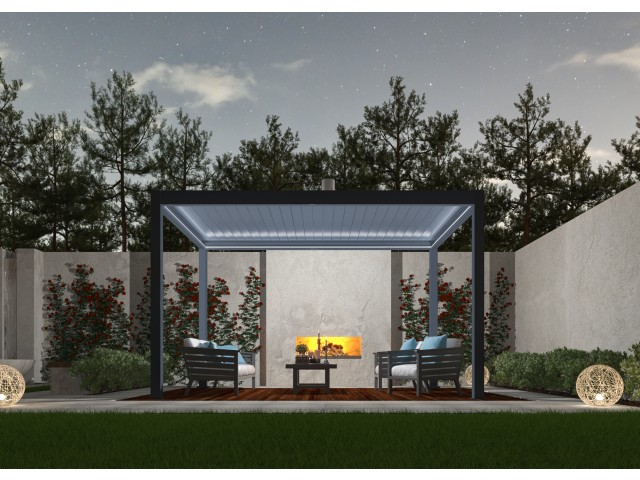 Bioclimatic pergola 4 m x 2.86 m; dark grey