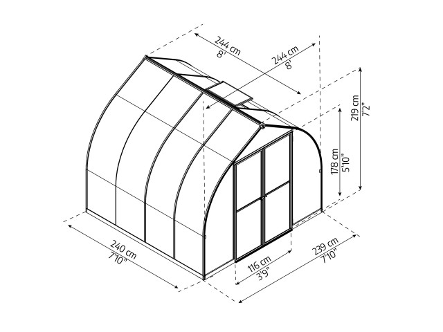 Palram RASTLINJAK - Model BELLA 8X8 - Dimenzija: 247x 247 cm