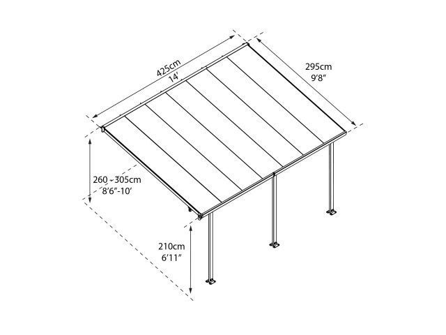 NADSTREŠEK ZA TERASO FERIA PATIO COVER, 3x4,25, siva/transparent