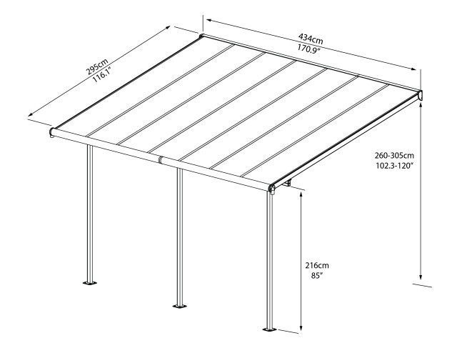 NADSTREŠEK ZA TERASO SIERRA, siva/transparent 3x4,25m