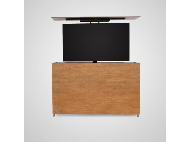 Outdoor TV lift cabinet - compact laminate in wood decor
