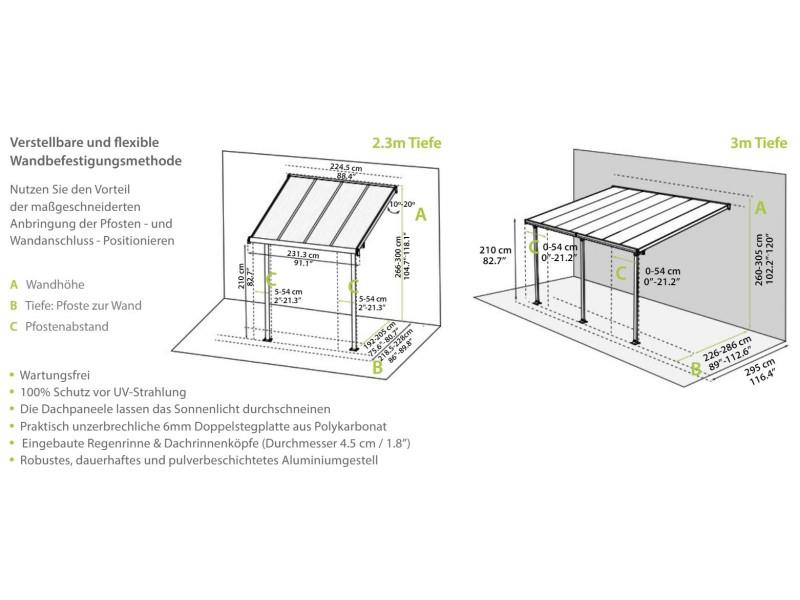 NADSTREŠEK ZA TERASO SIERRA, siva/transparent 3x4,25m