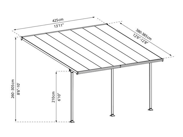 NADSTREŠEK ZA TERASO FERIA PATIO COVER, 4x4,25, siva/transparent