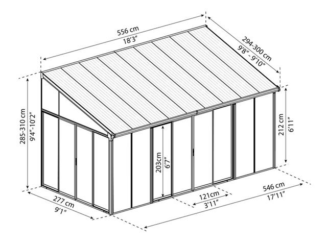 SanRemo - 3 x 5,46 m - bela/transparentna