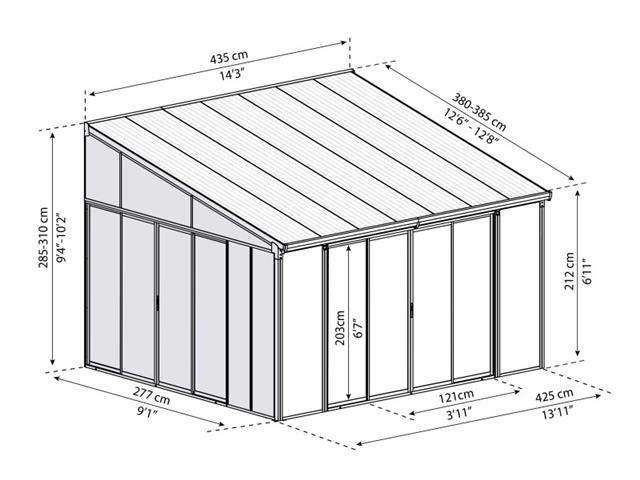 SanRemo - 4 x 4,25 m - bela/transparentna