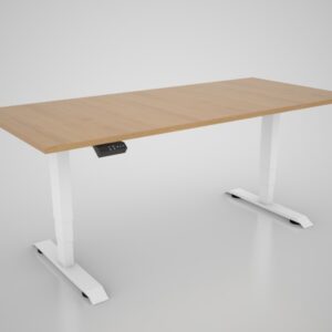 Dvižna miza s ploščo v dekorju hrast - 1800 x 800 mm, belo podnožje