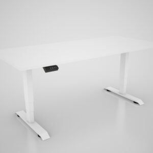 Dvižna miza s ploščo v dekorju bela - 1600 x 800 mm, belo podnožje