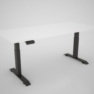 Dvižna miza s ploščo v dekorju bela - 1800 x 800 mm, črno podnožje