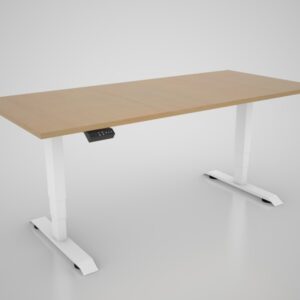 Dvižna miza s ploščo v dekorju bukev - 1600 x 800 mm, belo podnožje