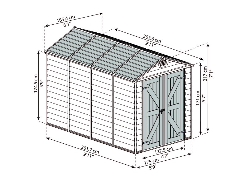 GARDEN SHED – SKYLIGHT 185 x 303 cm, Colour: Yellow-Brown - Image 2